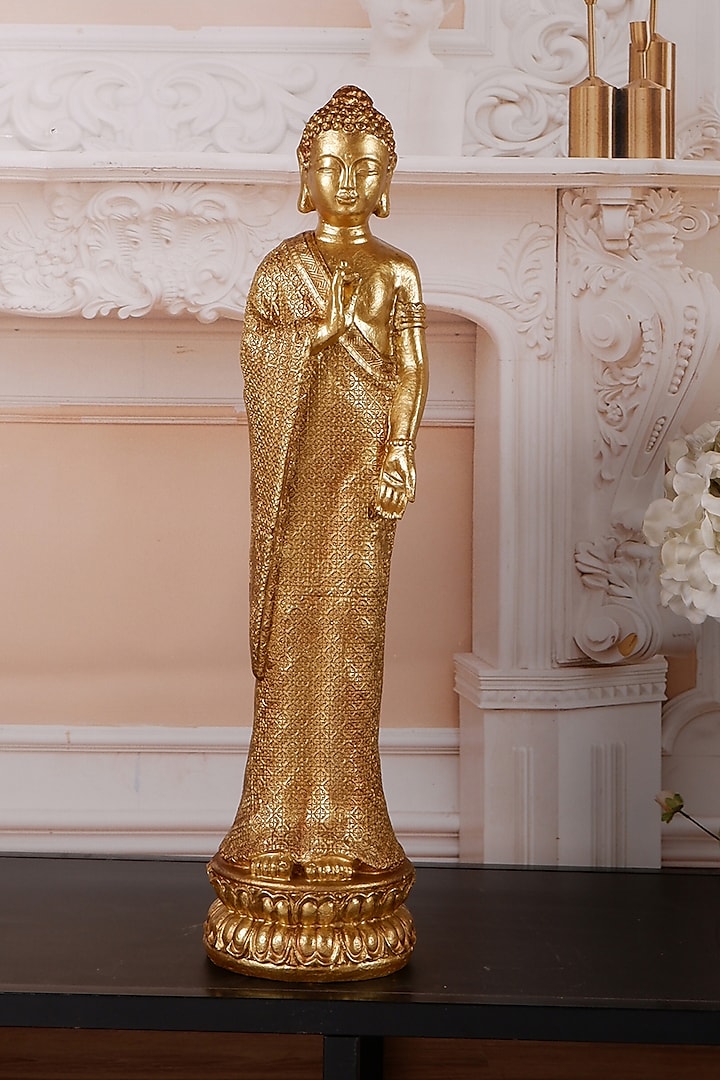 Gold Polyresin Standing Buddha Antique Showpiece by The White Ink Decor at Pernia's Pop Up Shop