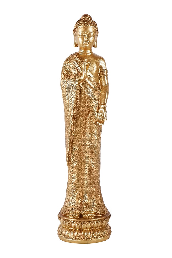 Gold Polyresin Standing Buddha Antique Showpiece by The White Ink Decor at Pernia's Pop Up Shop