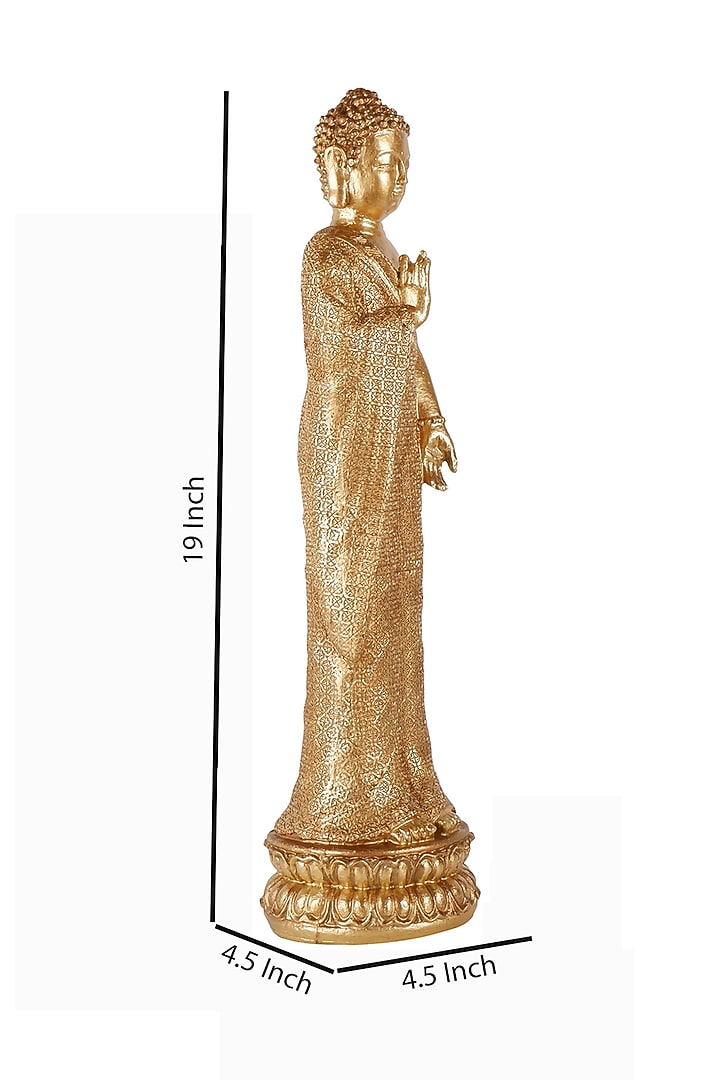Gold Polyresin Standing Buddha Antique Showpiece by The White Ink Decor at Pernia's Pop Up Shop