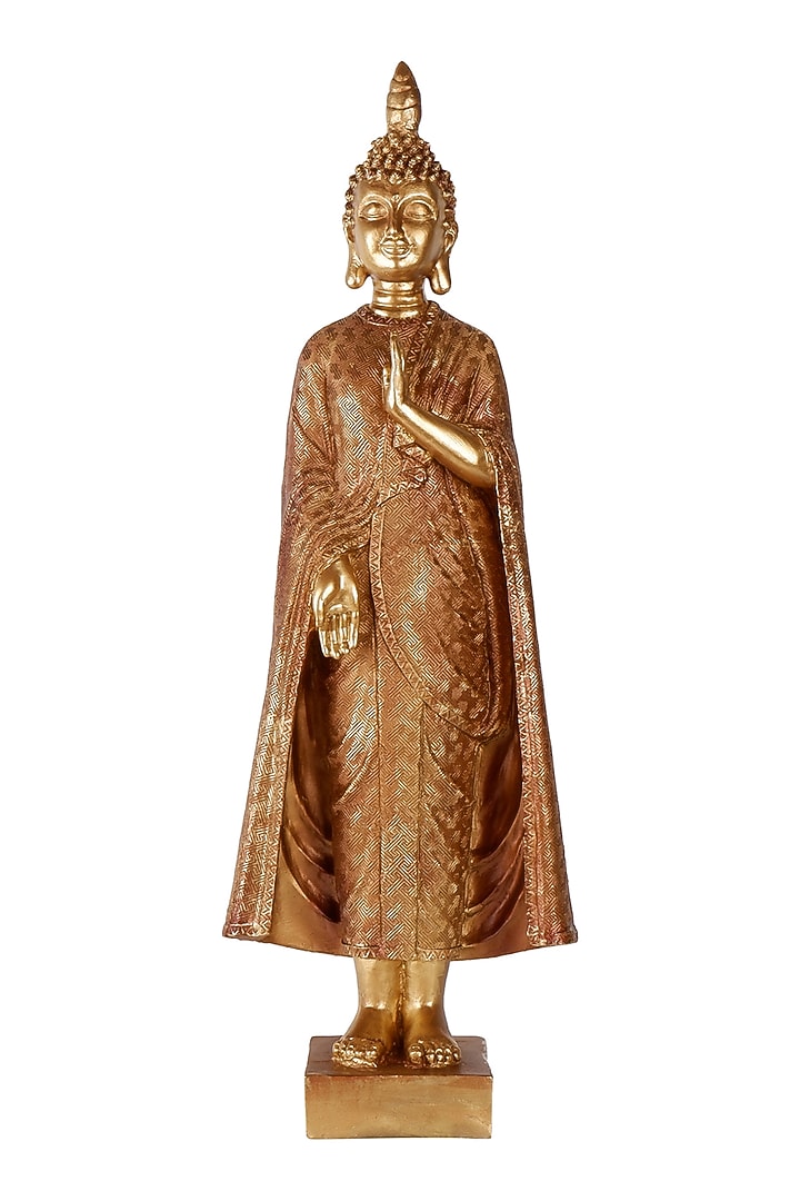 Gold Polyresin Standing Buddha Antique Showpiece by The White Ink Decor at Pernia's Pop Up Shop