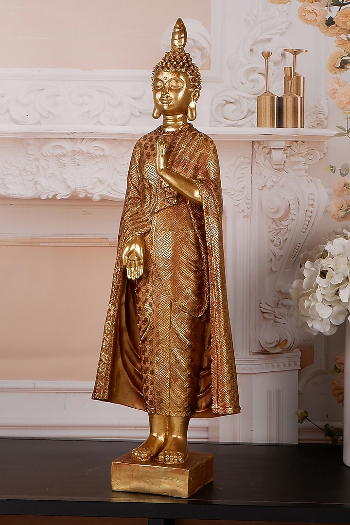 Gold Polyresin Standing Buddha Antique Showpiece by The White Ink Decor at Pernia's Pop Up Shop