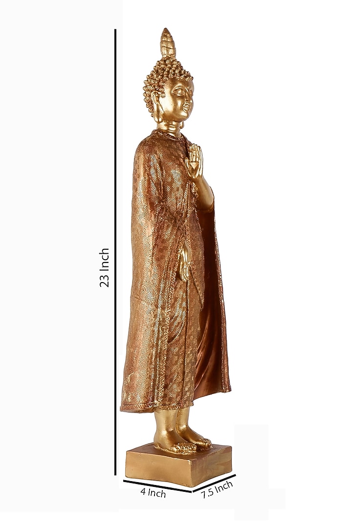 Gold Polyresin Standing Buddha Antique Showpiece by The White Ink Decor at Pernia's Pop Up Shop