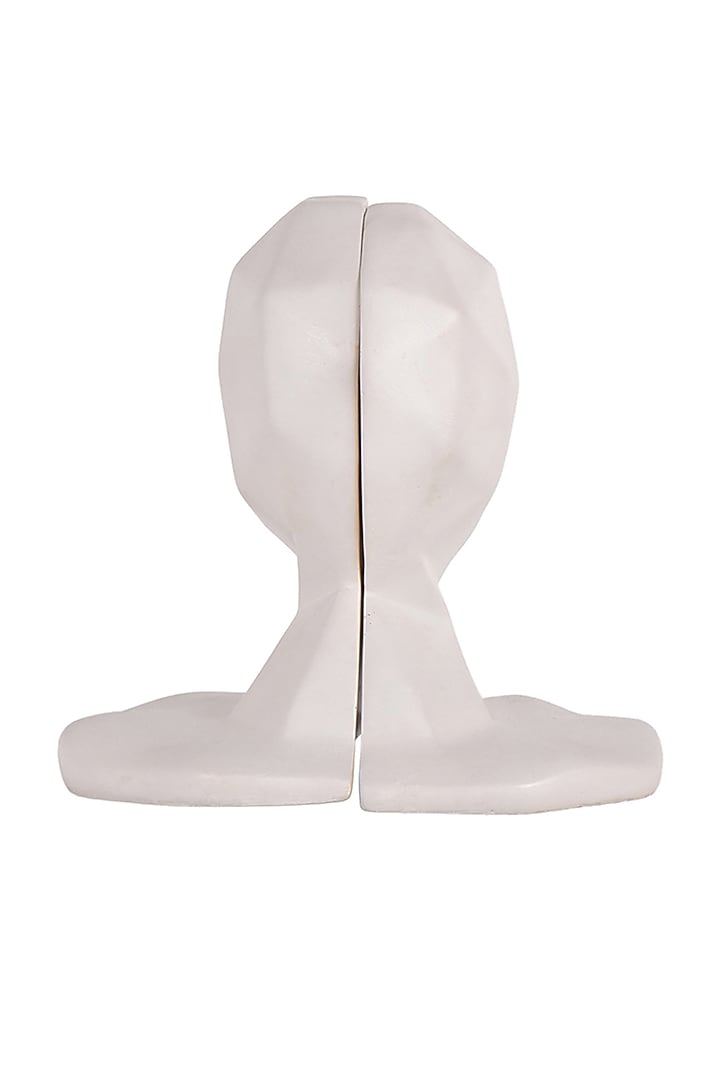 White Polyresin Human face Antique Bookend (Set Of 2) by The White Ink Decor at Pernia's Pop Up Shop