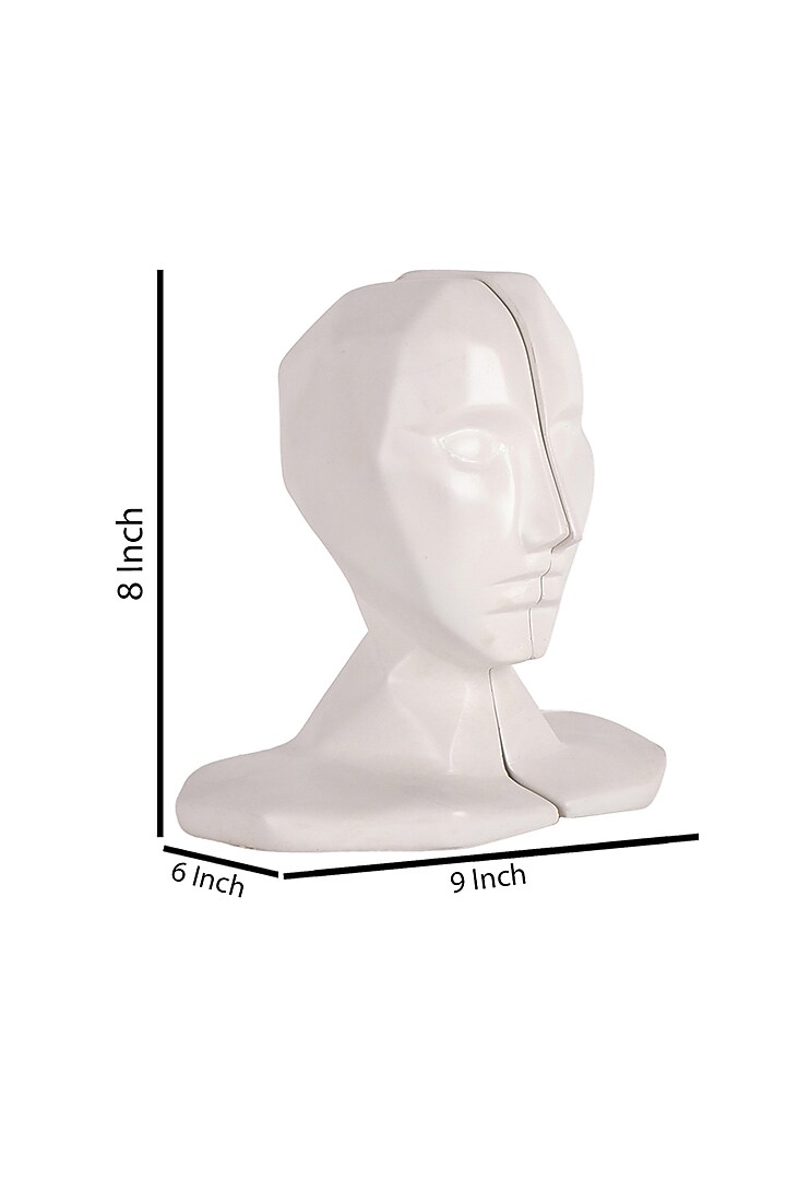 White Polyresin Human face Antique Bookend (Set Of 2) by The White Ink Decor at Pernia's Pop Up Shop