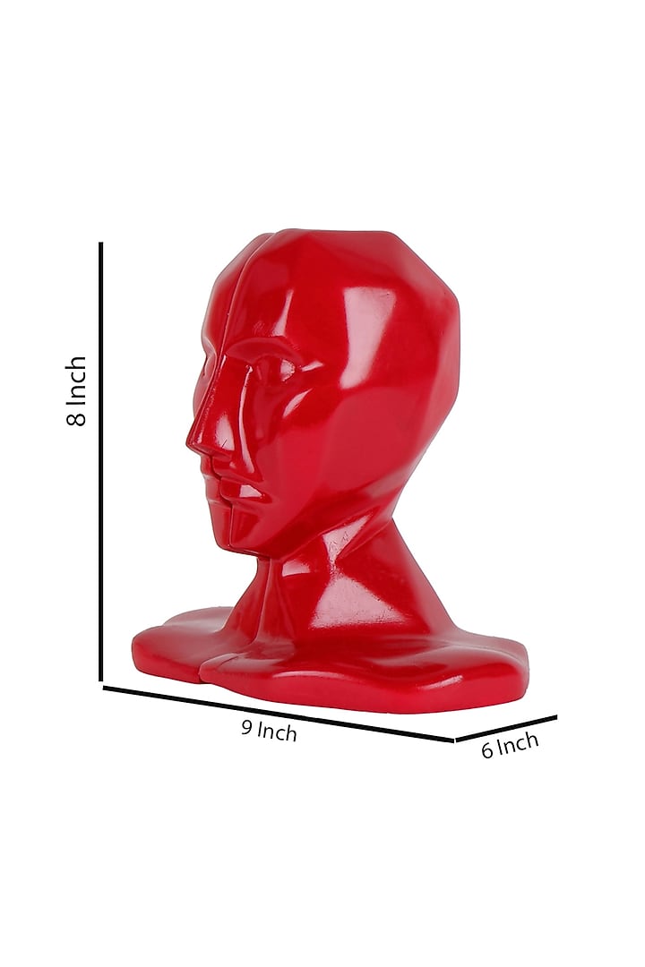 Red Polyresin Human Face Bookend (Set Of 2) by The White Ink Decor at Pernia's Pop Up Shop