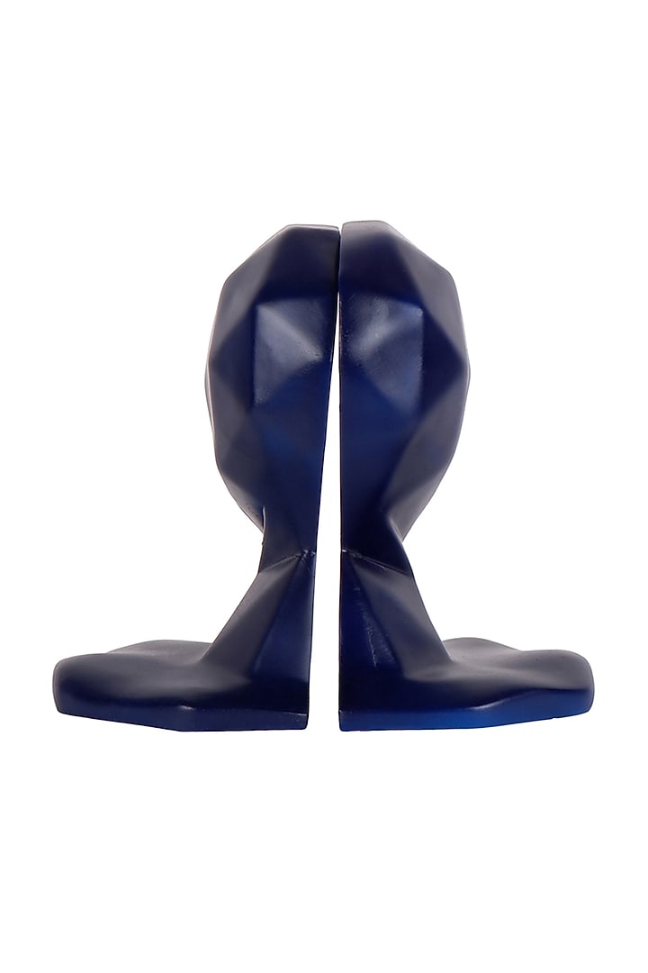 Midnight Blue Polyresin Human Face Bookend (Set Of 2) by The White Ink Decor at Pernia's Pop Up Shop