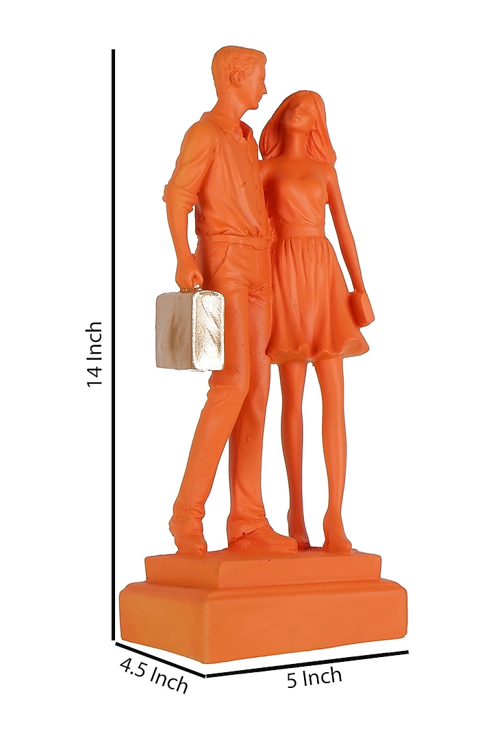 Orange Polyresin Antique Couple Showpiece by The White Ink Decor at Pernia's Pop Up Shop