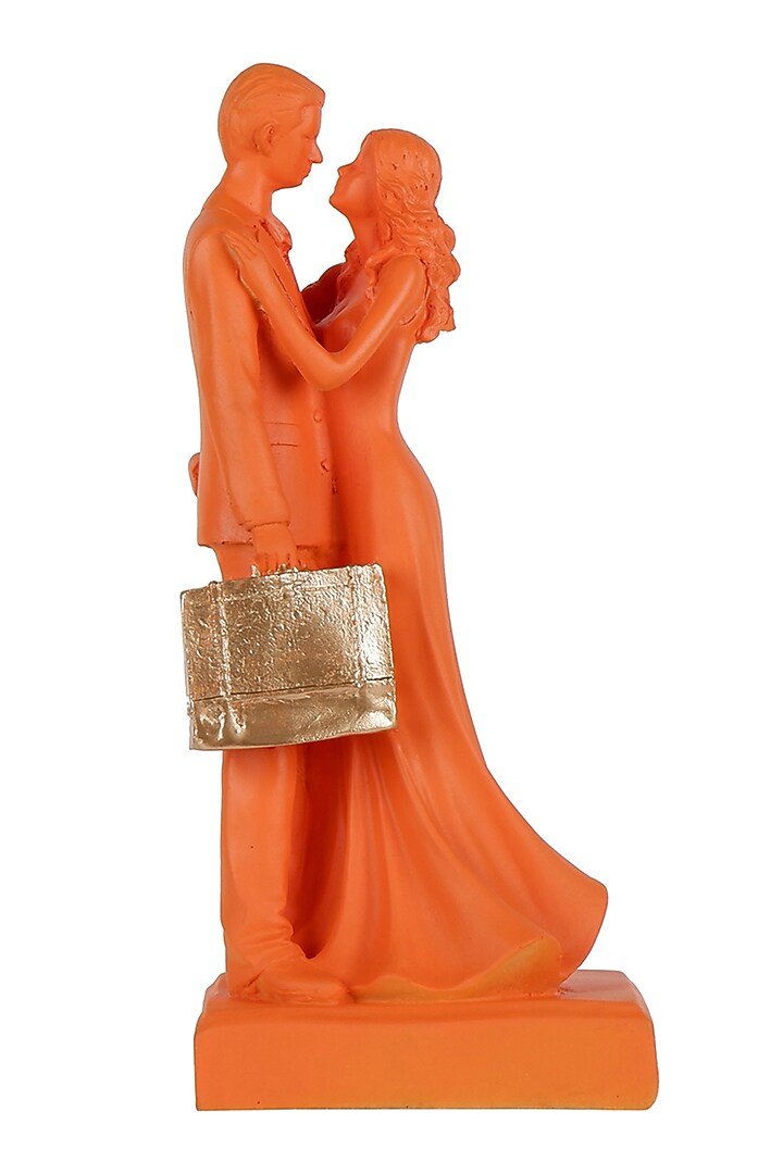 Orange Polyresin Antique Couple Showpiece by The White Ink Decor at Pernia's Pop Up Shop