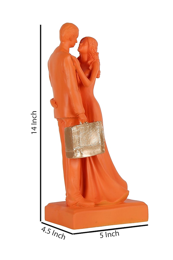 Orange Polyresin Antique Couple Showpiece by The White Ink Decor at Pernia's Pop Up Shop