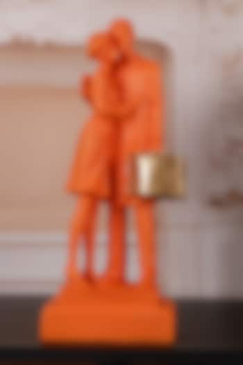 Orange Polyresin Antique Couple Showpiece by The White Ink Decor at Pernia's Pop Up Shop