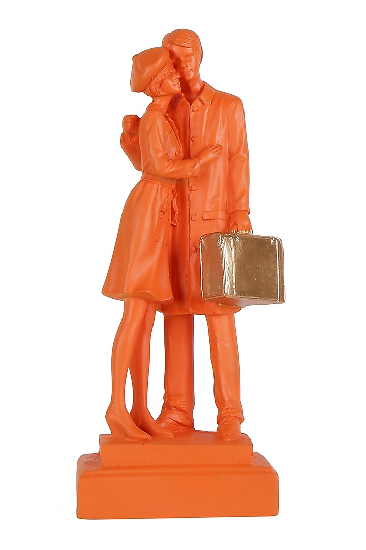 Orange Polyresin Antique Couple Showpiece by The White Ink Decor at Pernia's Pop Up Shop