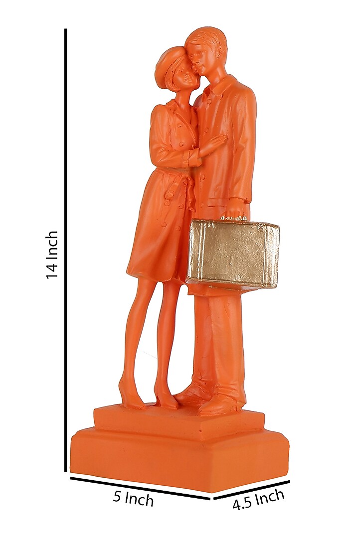 Orange Polyresin Antique Couple Showpiece by The White Ink Decor at Pernia's Pop Up Shop