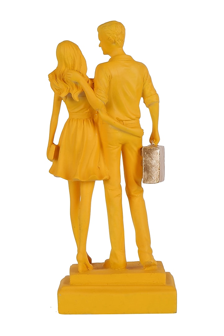 Yellow Polyresin Antique Couple Showpiece by The White Ink Decor at Pernia's Pop Up Shop