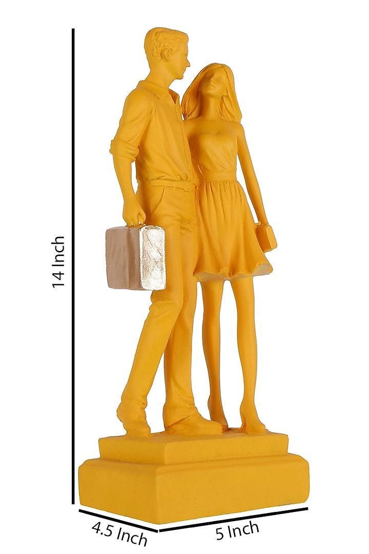 Yellow Polyresin Antique Couple Showpiece by The White Ink Decor at Pernia's Pop Up Shop