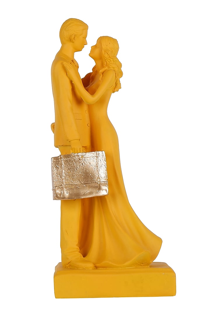 Yellow Polyresin Antique Couple Showpiece by The White Ink Decor at Pernia's Pop Up Shop