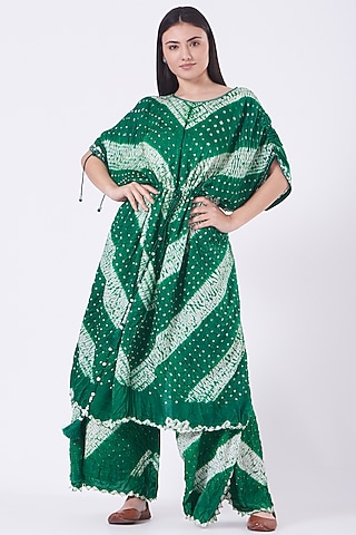 Forest Green Embroidered Kaftan by Twenty Nine
