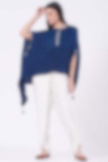 Navy Blue Embroidered Cape by Twenty Nine at Pernia's Pop Up Shop