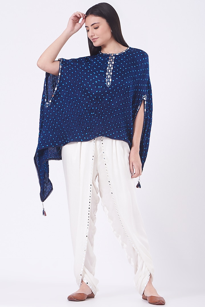 Navy Blue Embroidered Cape by Twenty Nine at Pernia's Pop Up Shop