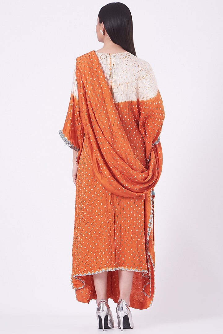 Orange Bandhani Draped Cocktail Dress by Twenty Nine at Pernia's Pop Up Shop