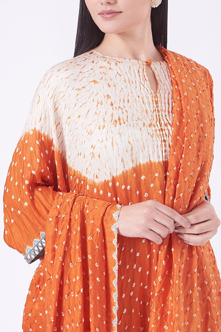 Orange Bandhani Draped Cocktail Dress by Twenty Nine at Pernia's Pop Up Shop