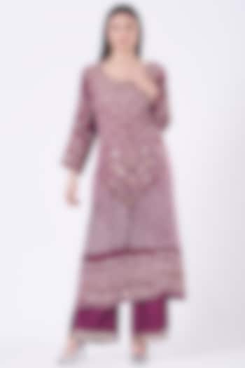 Wine Bandhani Kurta Set by Twenty Nine at Pernia's Pop Up Shop