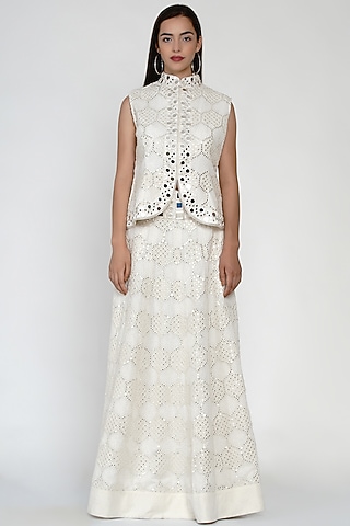White Short Asymmetrical Jacket by Twenty Nine