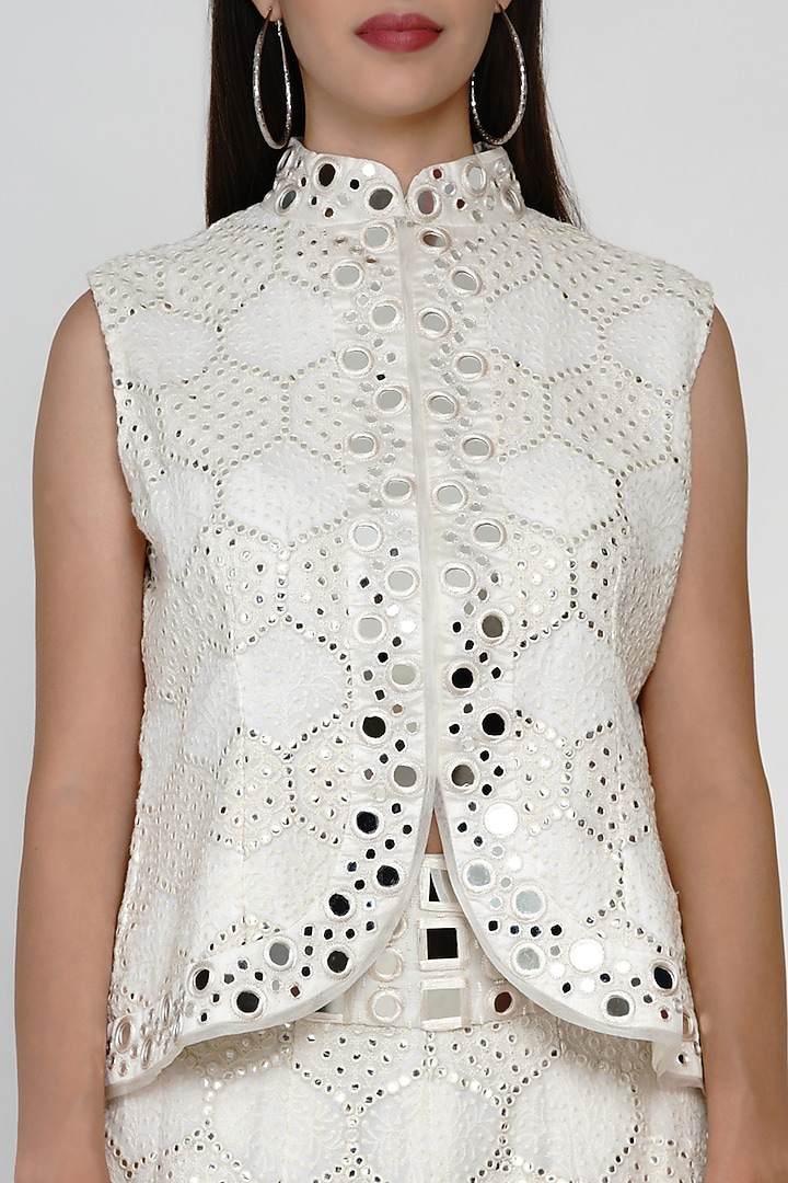 White Short Asymmetrical Jacket by Twenty Nine at Pernia's Pop Up Shop
