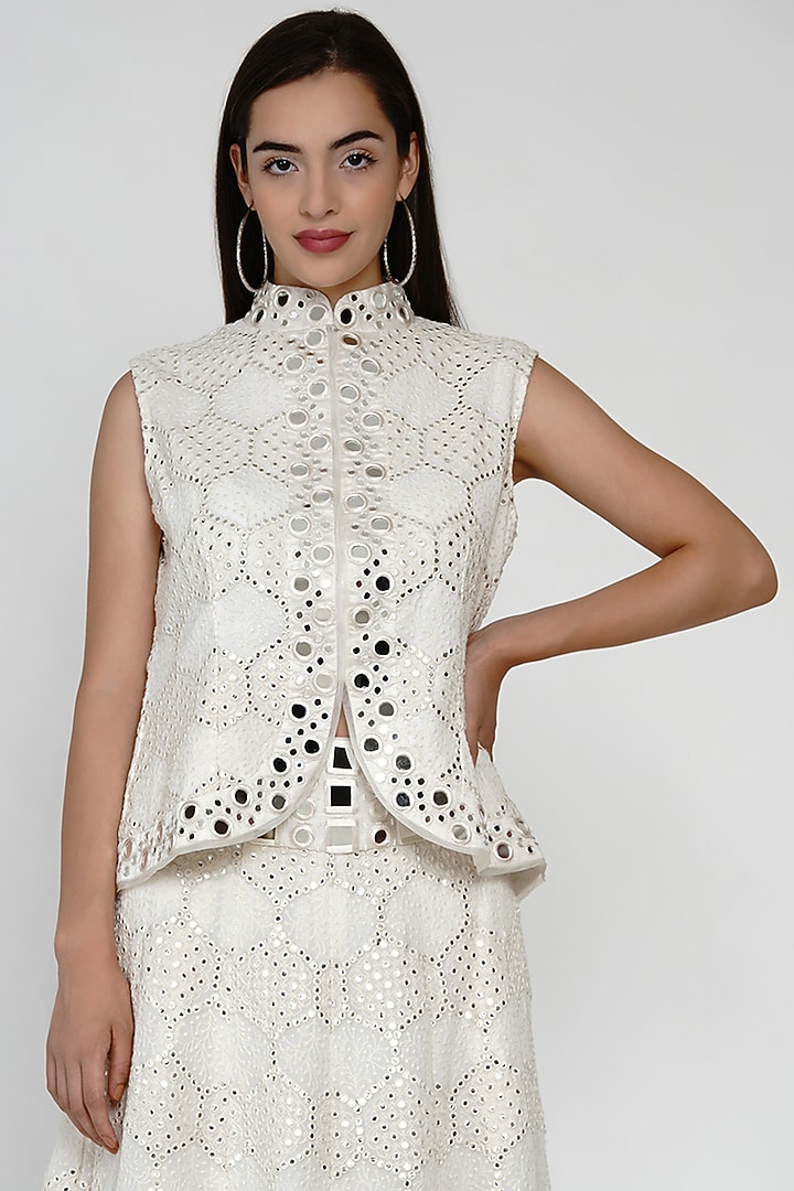 White Short Asymmetrical Jacket by Twenty Nine at Pernia's Pop Up Shop