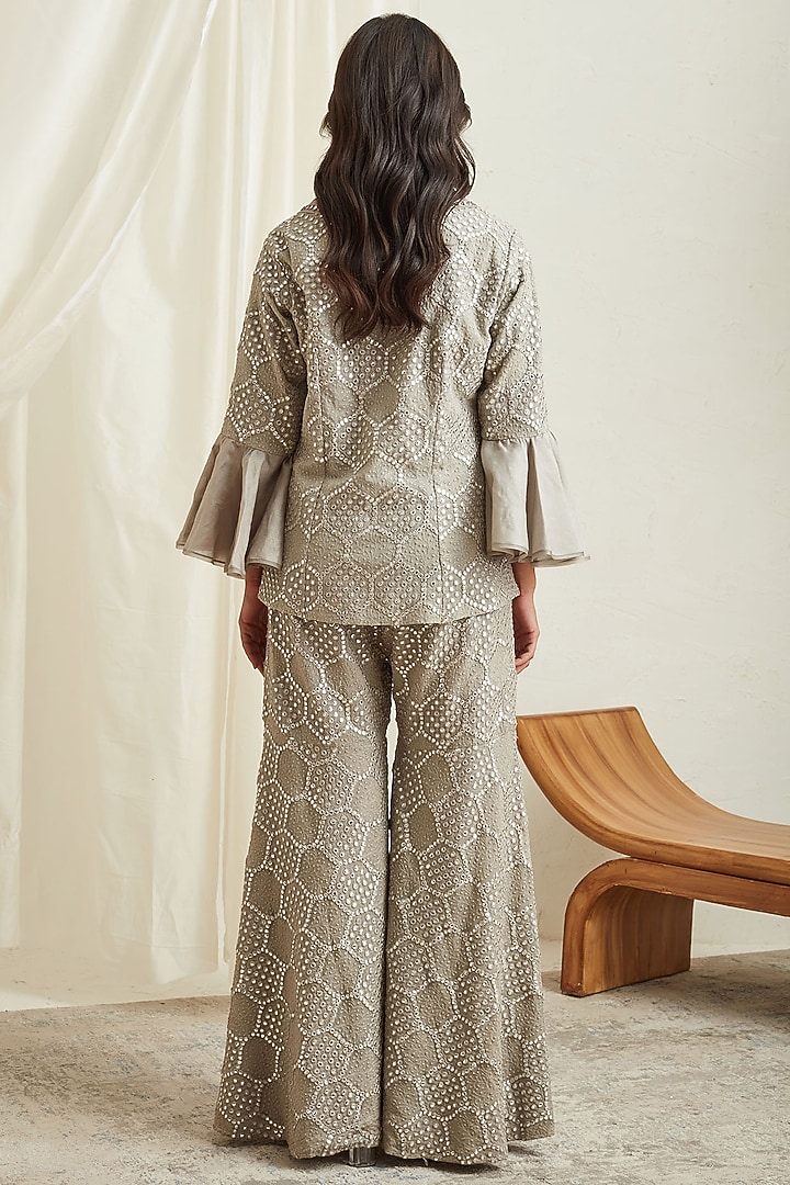 Silver Sharara Pants With Mirror Work by Twenty Nine at Pernia's Pop Up Shop