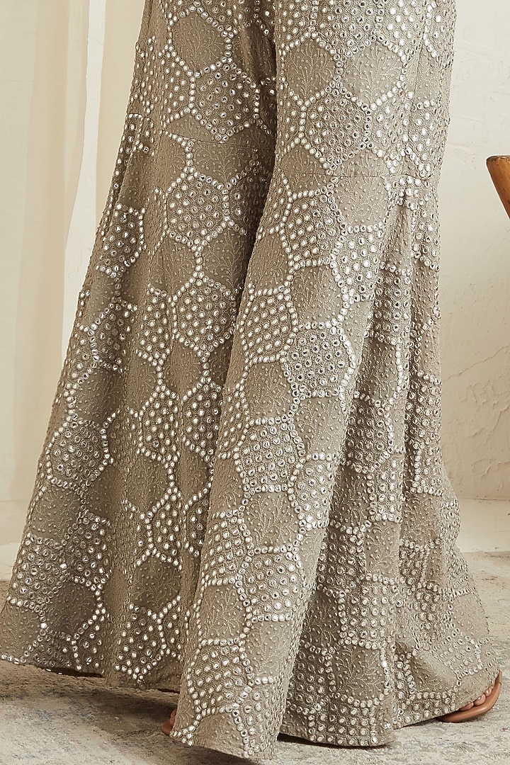 Silver Sharara Pants With Mirror Work by Twenty Nine at Pernia's Pop Up Shop