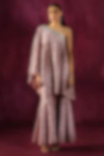 Lilac Lace Fabric Mirror Work Bootcut Pants by Twenty Nine at Pernia's Pop Up Shop