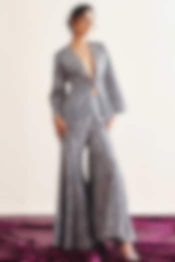 Turkish Blue Tissue Boot-Cut Pants by Twenty Nine at Pernia's Pop Up Shop