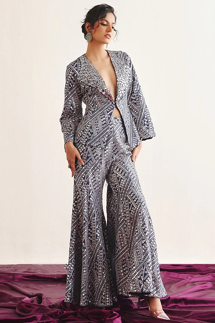 Turkish Blue Tissue Boot-Cut Pants by Twenty Nine at Pernia's Pop Up Shop