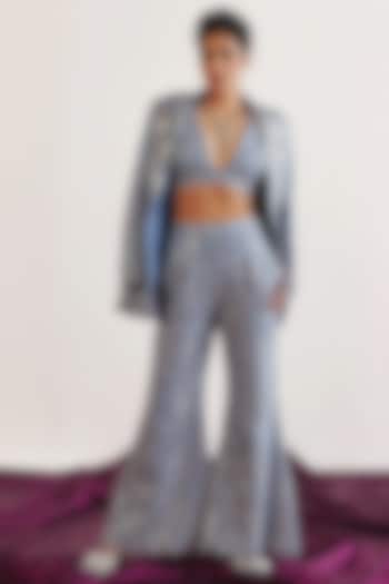 Blue Tissue Mirror Work Blazer by Twenty Nine at Pernia's Pop Up Shop