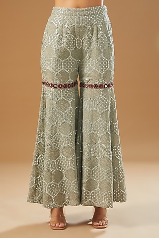 Purple Georgette Bell Bottom Pant Design by Monk & Mei at Pernia's Pop Up  Shop 2024