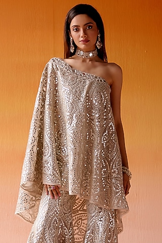 Silver Net Mirror Work Cape by Twenty Nine