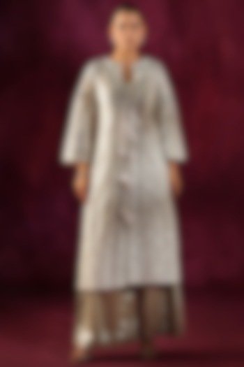 Ivory Lace Fabric Mirror Work Jacket by Twenty Nine at Pernia's Pop Up Shop