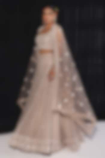 Light Gold Net Floral Mirror Embellished Cape by Twenty Nine at Pernia's Pop Up Shop