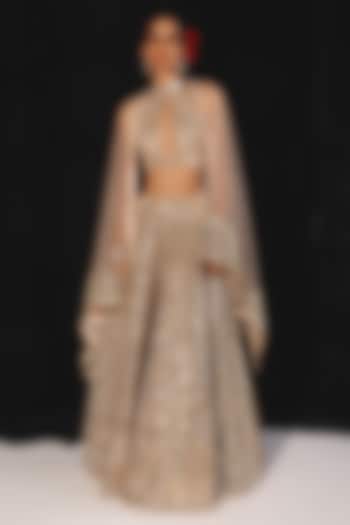 Peach Tissue Diamond & Mirror Work Halter Blouse by Twenty Nine at Pernia's Pop Up Shop