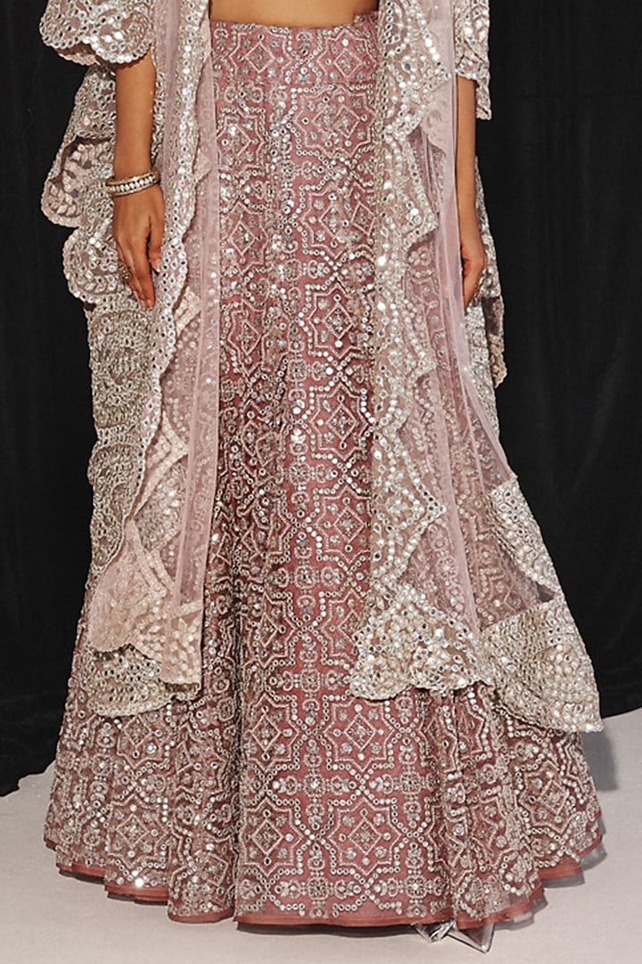 Wine Tulle Mirror & Bead Work Wedding Lehenga by Twenty Nine at Pernia's Pop Up Shop