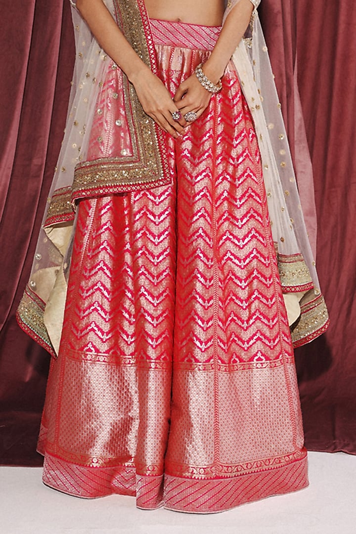 Pink Banarasi Brocade Jacket Wedding Lehenga Set by Twenty Nine at Pernia's Pop Up Shop