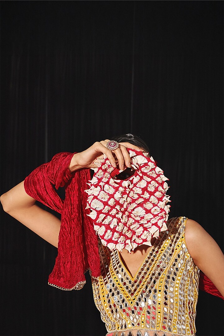 Red Crushed Silk Dupatta by Twenty Nine at Pernia's Pop Up Shop