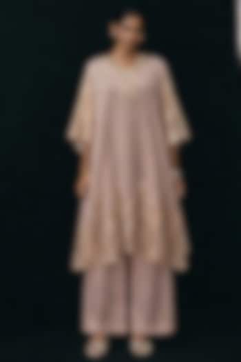 Blush Pink Tissue Mirror Work Kaftan by Twenty Nine at Pernia's Pop Up Shop