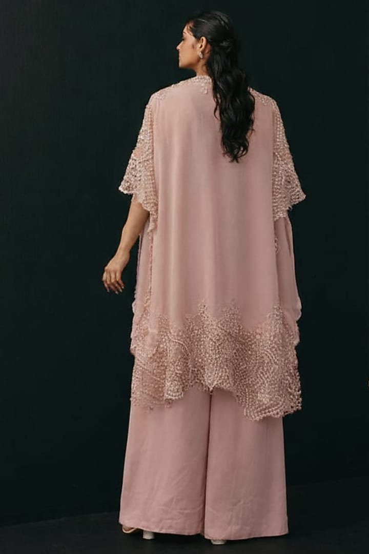 Blush Pink Tissue Mirror Work Kaftan by Twenty Nine at Pernia's Pop Up Shop
