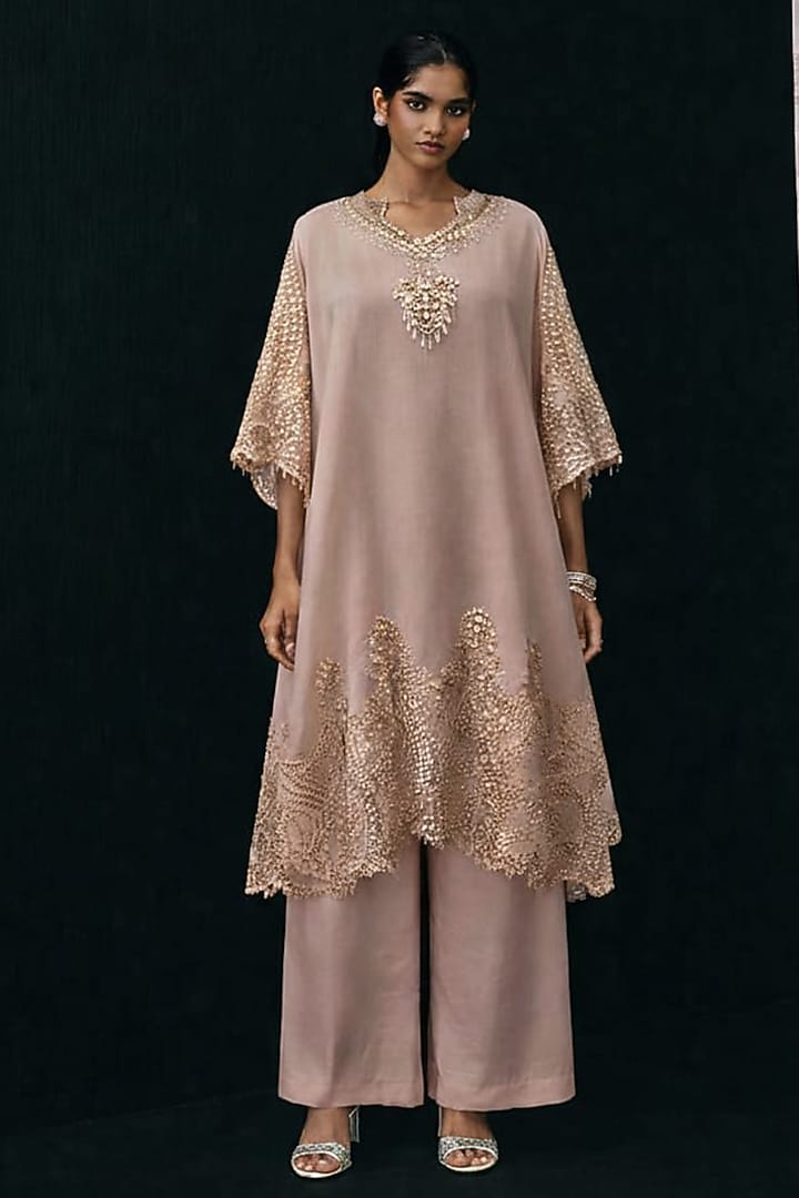 Blush Pink Tissue Palazzo Pants by Twenty Nine at Pernia's Pop Up Shop