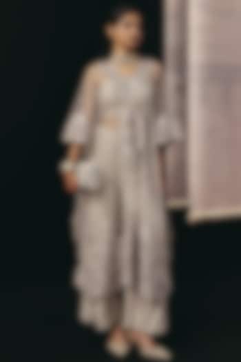 Silver & Grey Dola Silk Palazzo Pants by Twenty Nine at Pernia's Pop Up Shop