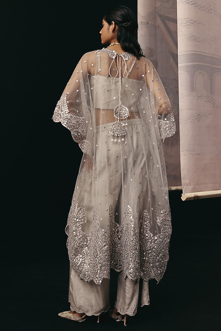 Silver & Grey Dola Silk Palazzo Pants by Twenty Nine at Pernia's Pop Up Shop