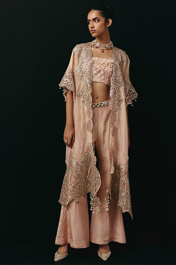 Blush Pink Tissue 3D Floral Work Bandeau Top by Twenty Nine at Pernia's Pop Up Shop