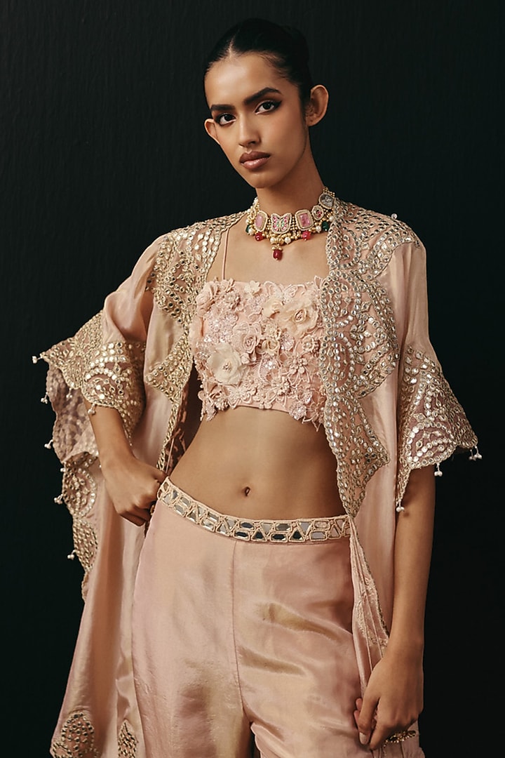 Blush Pink Tissue 3D Floral Work Bandeau Top by Twenty Nine at Pernia's Pop Up Shop
