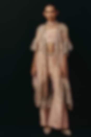 Blush Pink Tissue Mirror Embellished Palazzo Pants by Twenty Nine at Pernia's Pop Up Shop